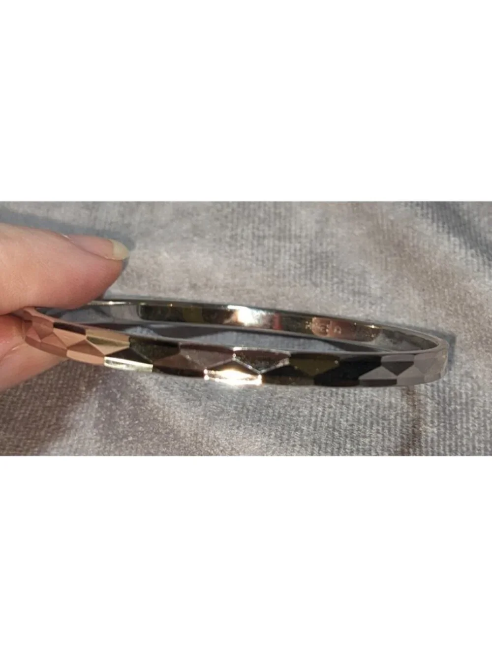 Mod Geometric Vintage Monet Silver Tone Faceted Cuff Bracelet